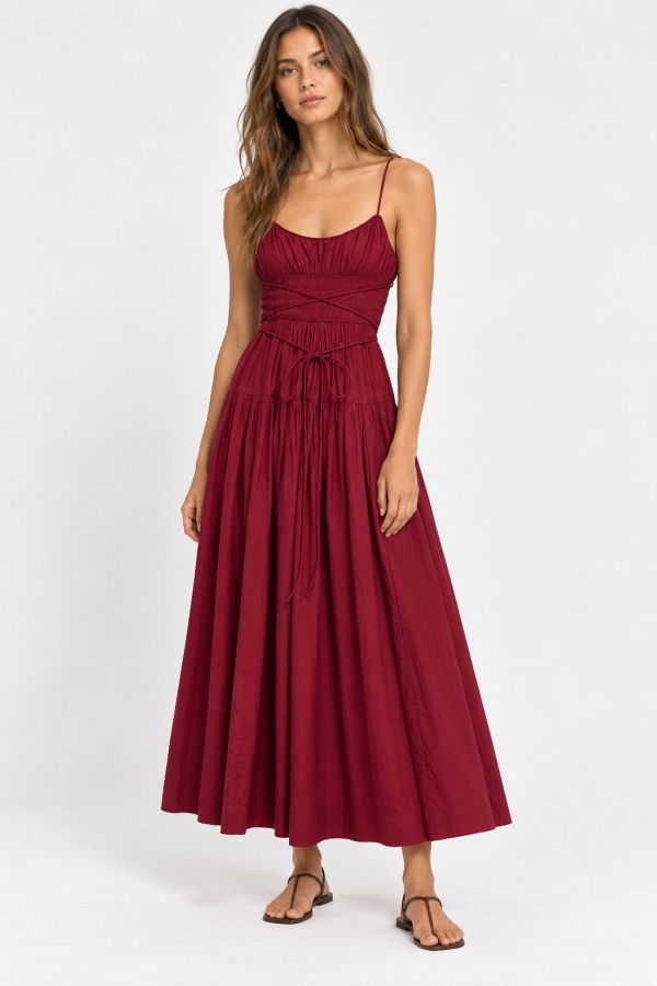 DÔEN Safia Dress - Deep Ruby