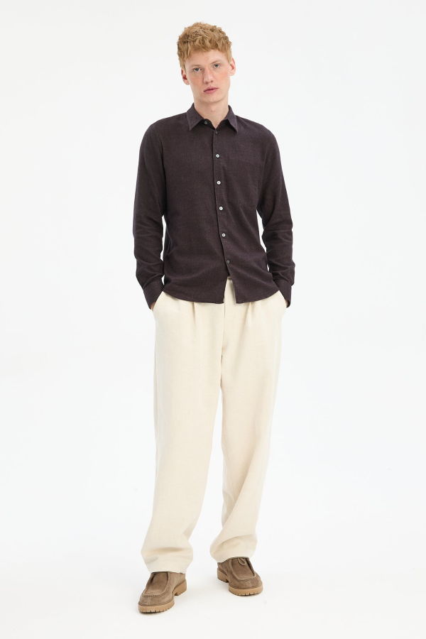 Delikatessen Feel Good Silky Italian Lyocell and Organic Cotton Shirt - Chocolate Brown