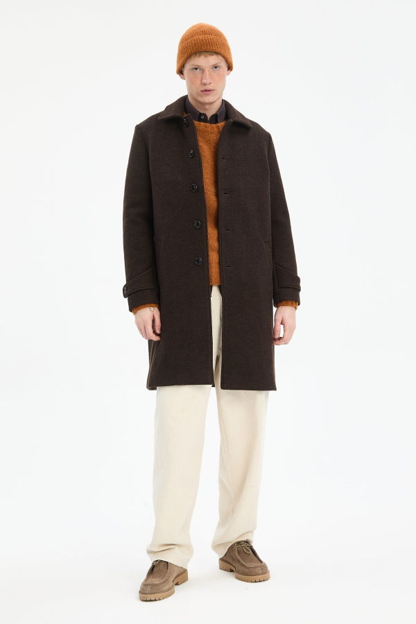 Delikatessen Italian Boiled Wool with MEIDA Thermo Insulation Winter Coat - Dark Chocolate