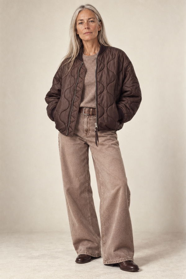 AGOLDE Isla Quilted Jacket - Bourbon