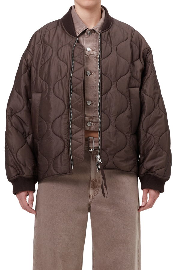 AGOLDE Isla Quilted Jacket - Bourbon