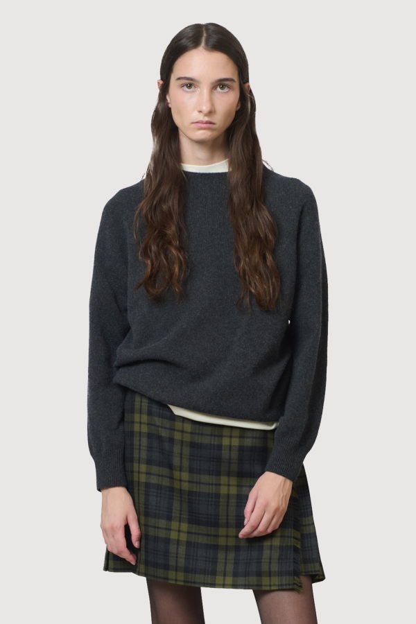 Le Kilt Merino Cashmere Crew Sweater - Charcoal Grey