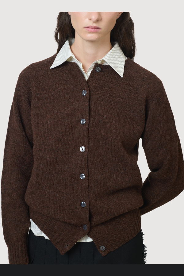 Le Kilt Superfine Lambswool Cardigan - Espresso