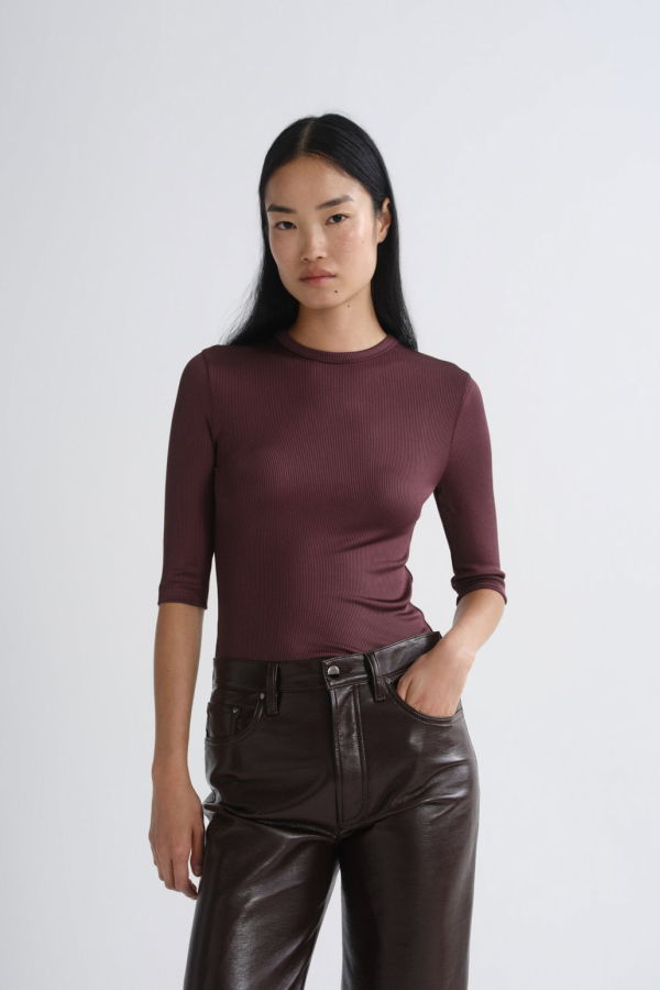 AGOLDE Saige Tee - Brown Burgundy