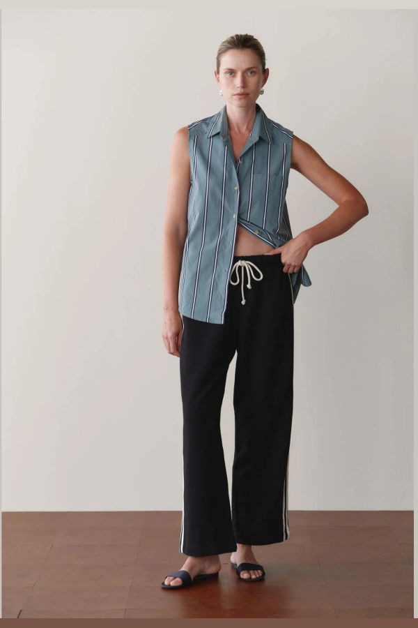 Donni. The Eco-Terry Stripe Pant - Jet
