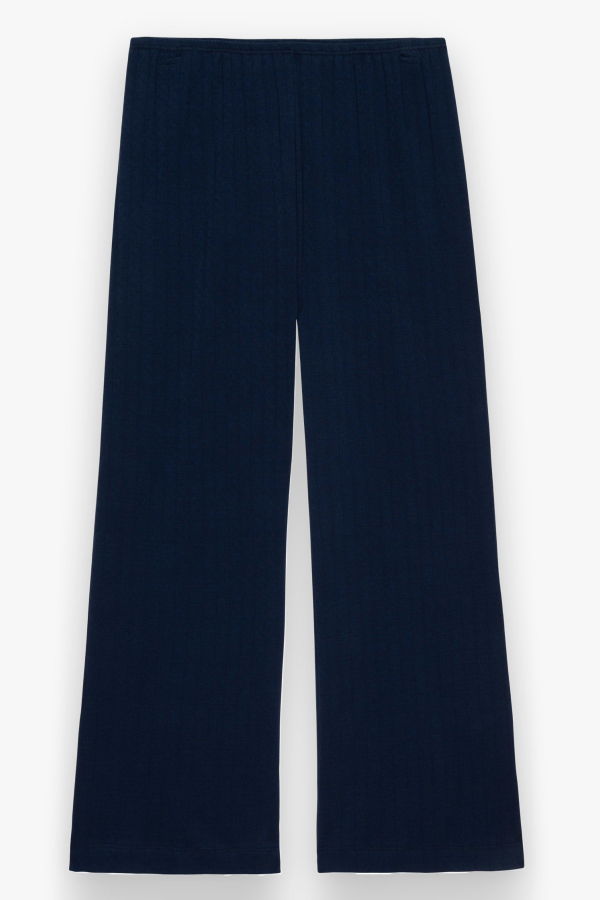 Donni. The Pointelle Simple Crop Pant - Navy