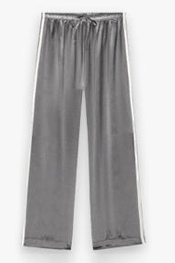 Donni. The Silk Stripe Crop Pant - Pewter