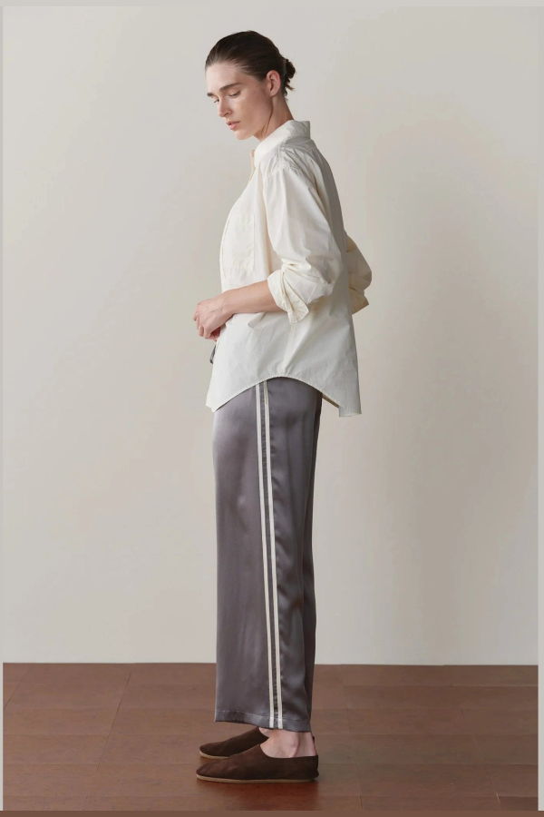 Donni. The Silk Stripe Crop Pant - Pewter