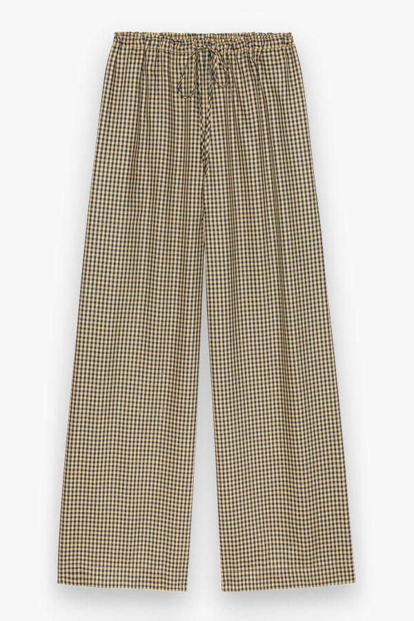 Donni. The Tencel Plaid Tie Pants - Navy/Butter Plaid