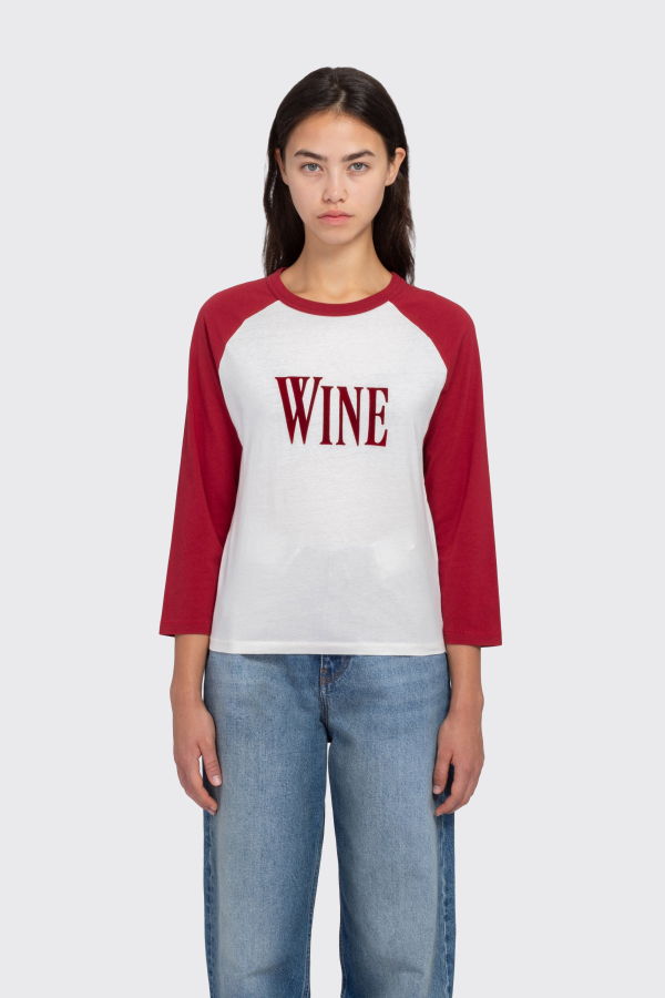 Acne Studios Wine Graphic T-Shirt - Burgundy/White
