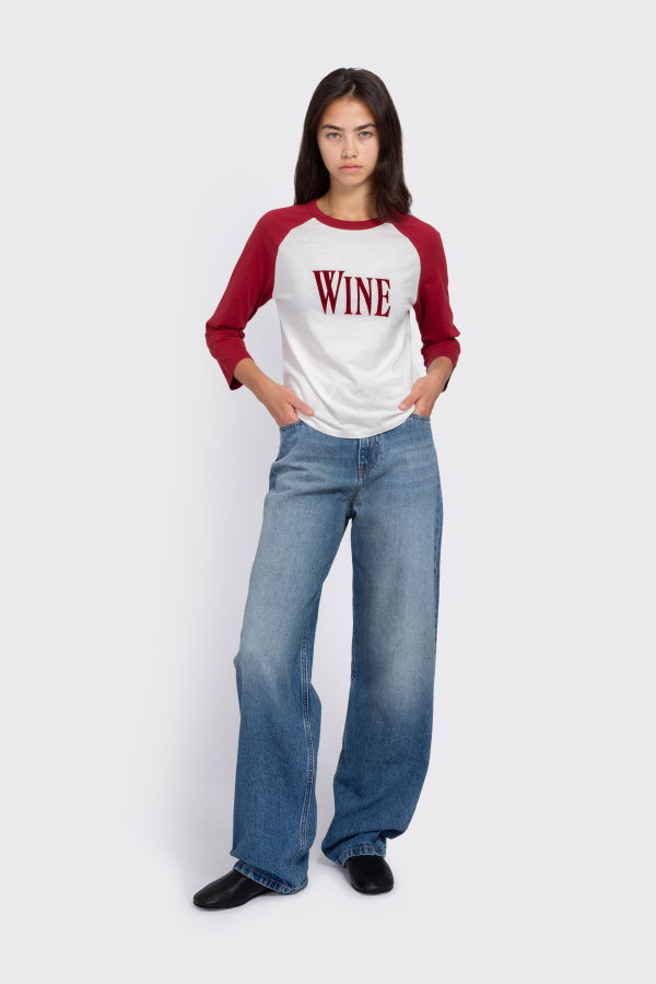 Acne Studios Wine Graphic T-Shirt - Burgundy/White