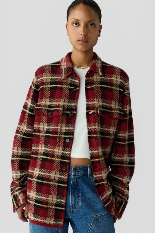 Guest in Residence Plaid Work Shirt - Carmine Combo