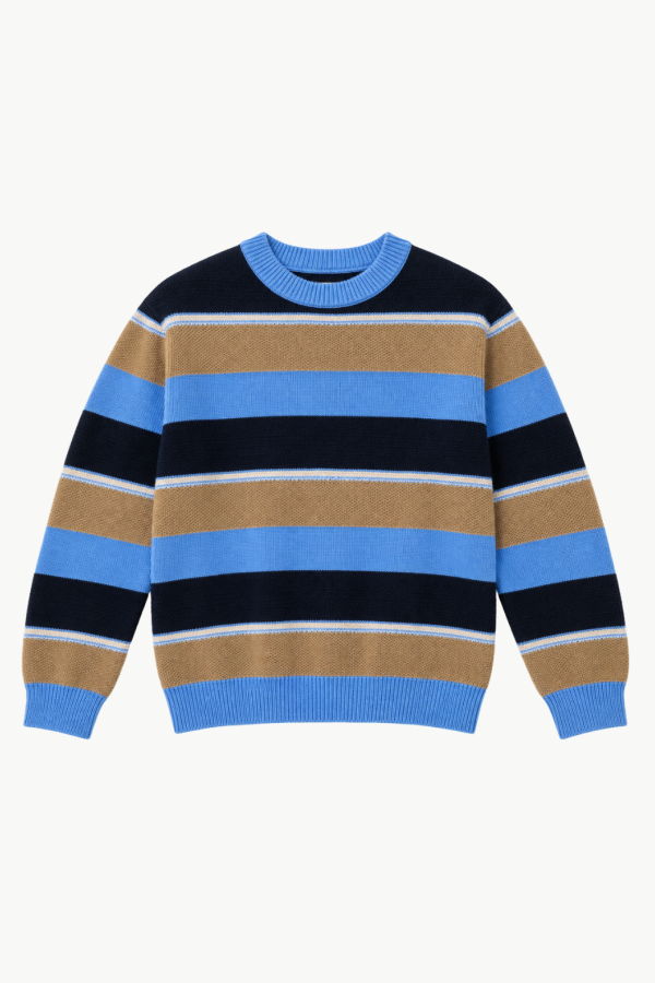 Guest in Residence Stripe Crew Sweater - Delft Blue Combo