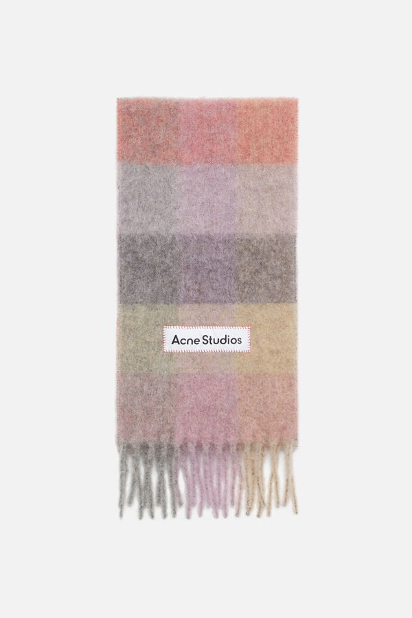 Acne Studios Mohair Checked Scarf - Fuchsia/Lilac/Pink