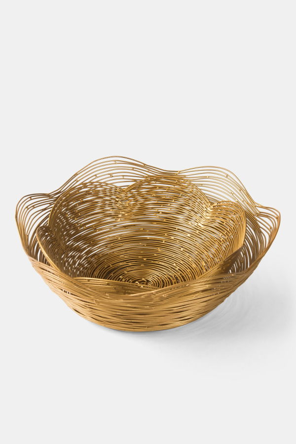 Mela Artisans Gurez Valley Iron Bowl Set of 2 - Gold