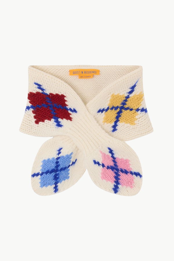 Guest in Residence Argyle Bowtie Scarf - Cream Combo