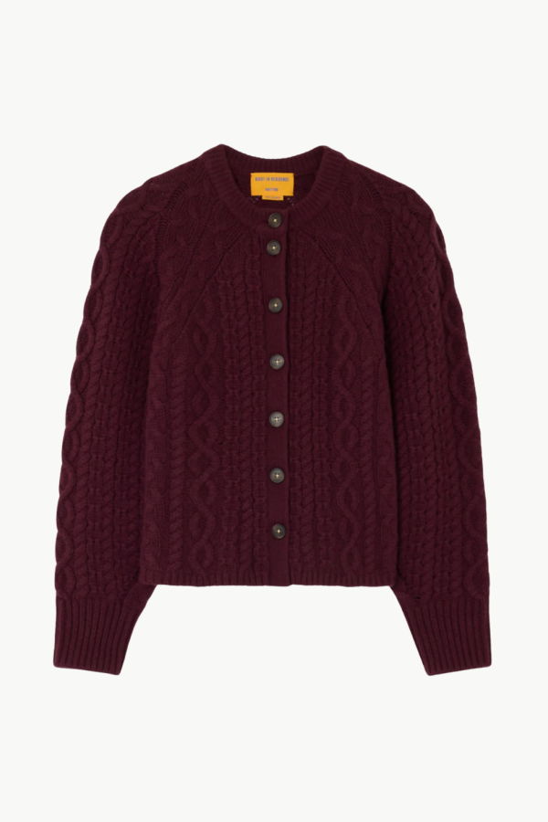 Guest in Residence Cable Sculpted Cardigan - Fig