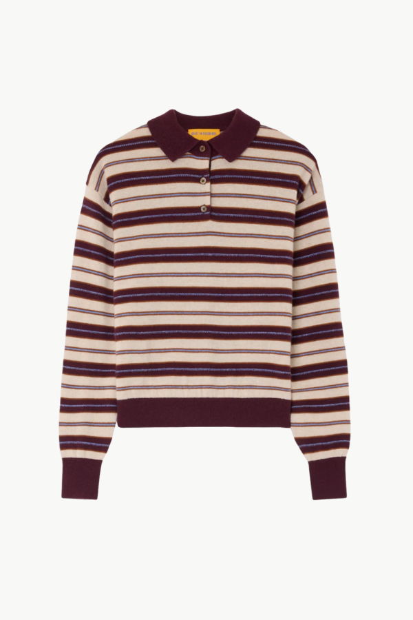 Guest in Residence Collegiate Stripe Polo - Fig Combo