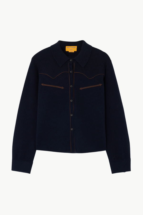 Guest in Residence Cropped Western Shirt - Midnight