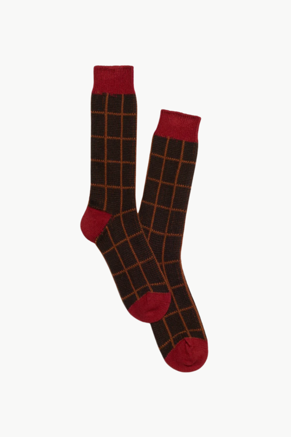 Guest in Residence The Checker Soft Sock - Burnt Cocoa Combo