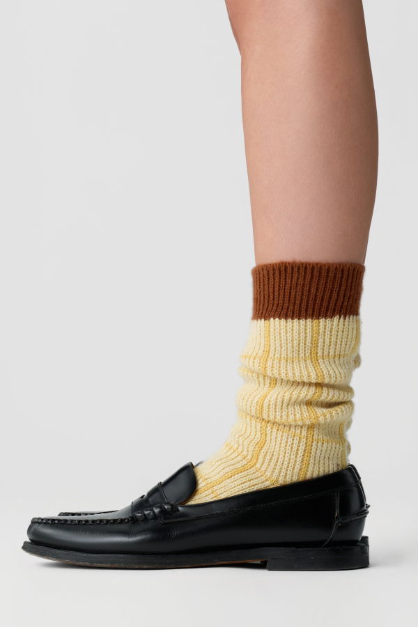 Guest in Residence The Checker Soft Sock - Butter Combo