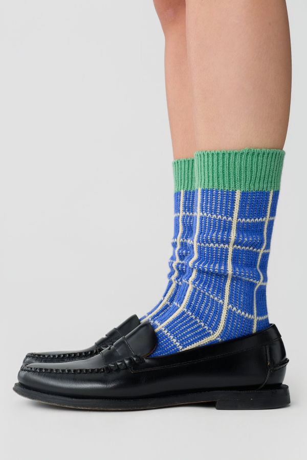 Guest in Residence The Checker Soft Sock - Reservoir Combo