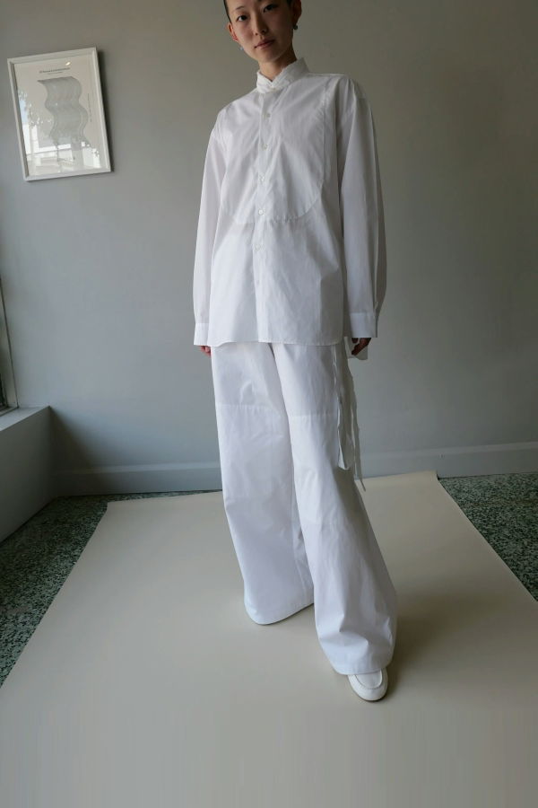 CristaSeya Handmade Plastron Shirt With Fringed Mao Collar