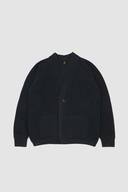 KAPTAIN SUNSHINE Cotton Washi Hand Frame Cardigan - Ink Black
