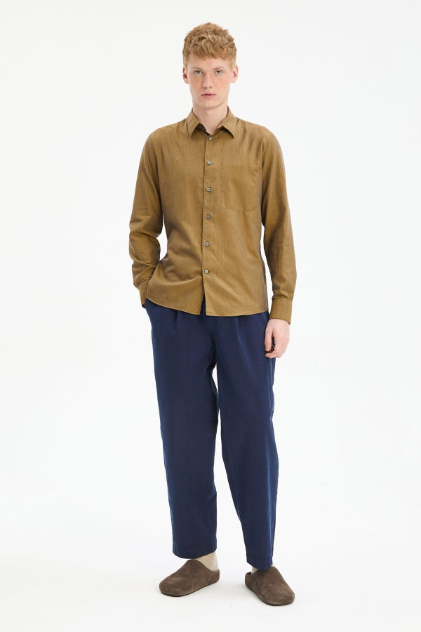 Delikatessen Feel Good Italian Flannel Shirt - Ochre Yellow