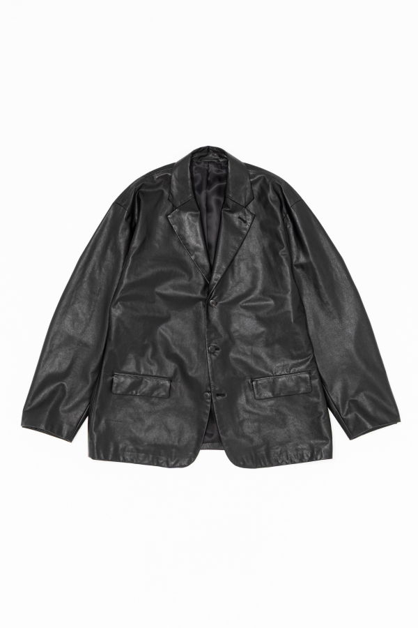 Yoko Sakamoto Full Grain Leather Suit Jacket - Black