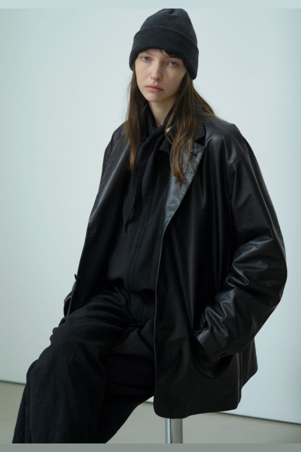 Yoko Sakamoto Full Grain Leather Suit Jacket - Black