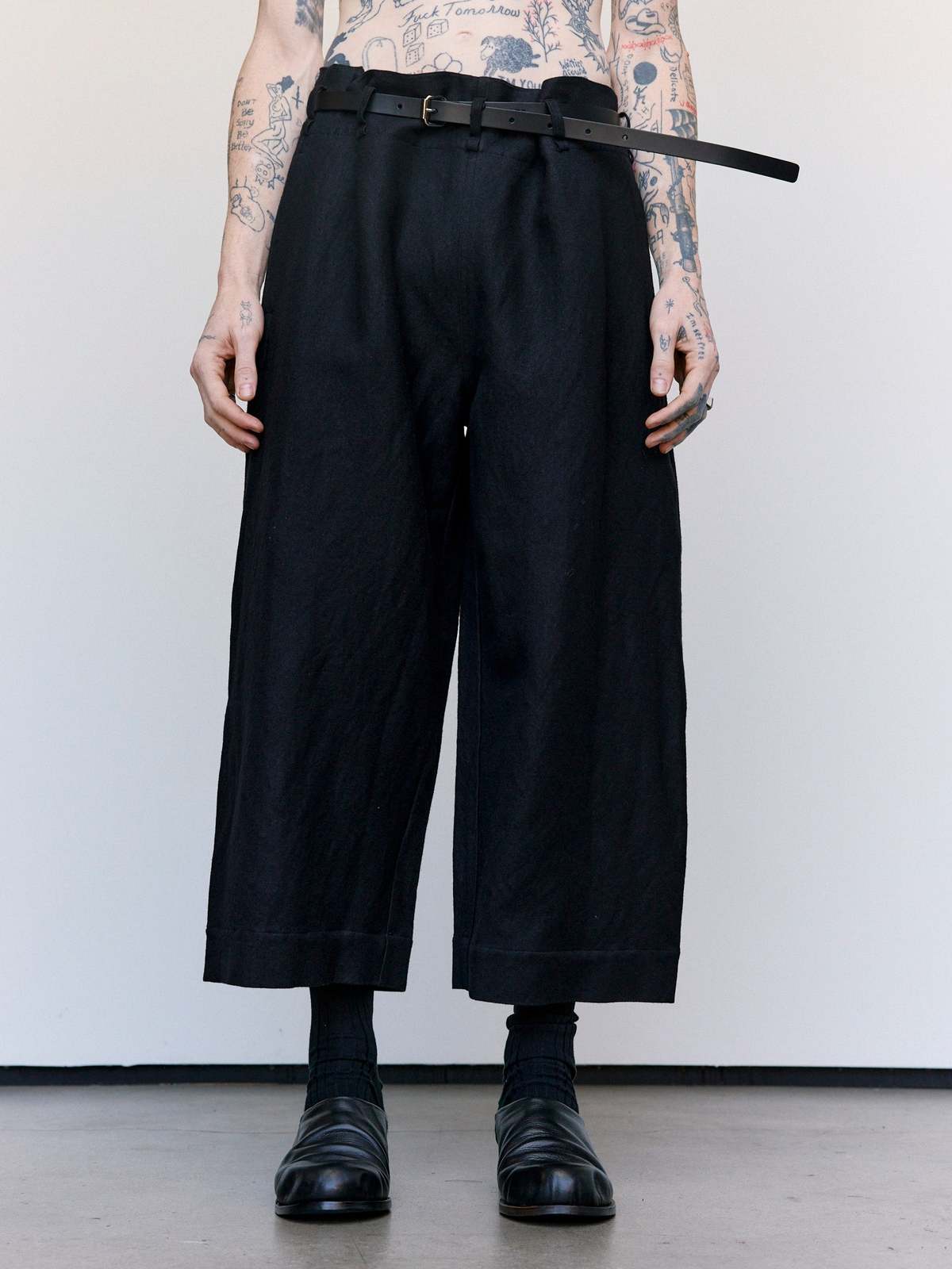 SONO Linen & Wool Tucker Trouser + Leather Belt Set - Image 1 of 8