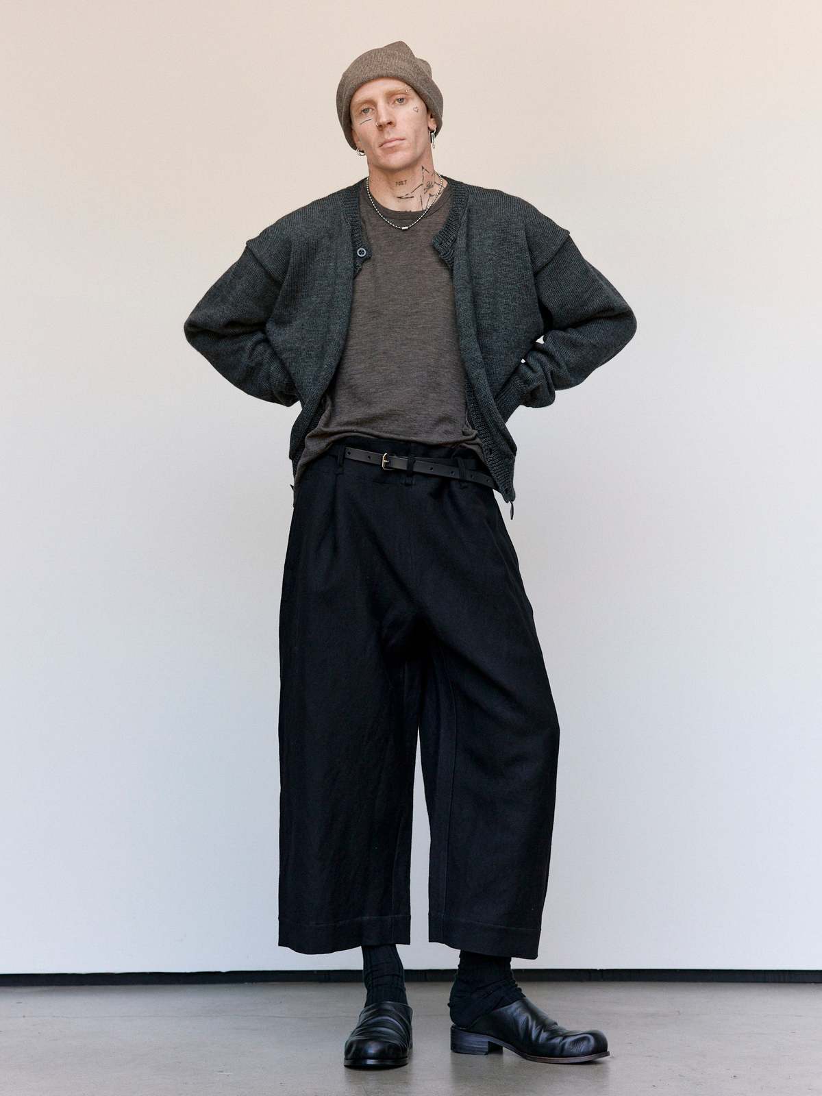 SONO Linen & Wool Tucker Trouser + Leather Belt Set - Image 2 of 8
