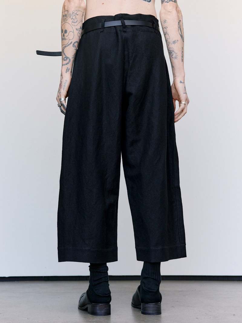 SONO Linen & Wool Tucker Trouser + Leather Belt Set