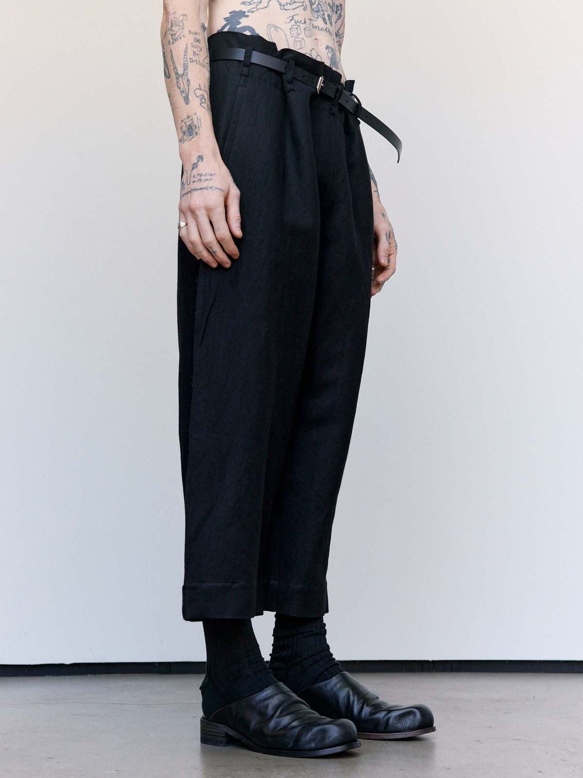 SONO Linen & Wool Tucker Trouser + Leather Belt Set - Image 4 of 8