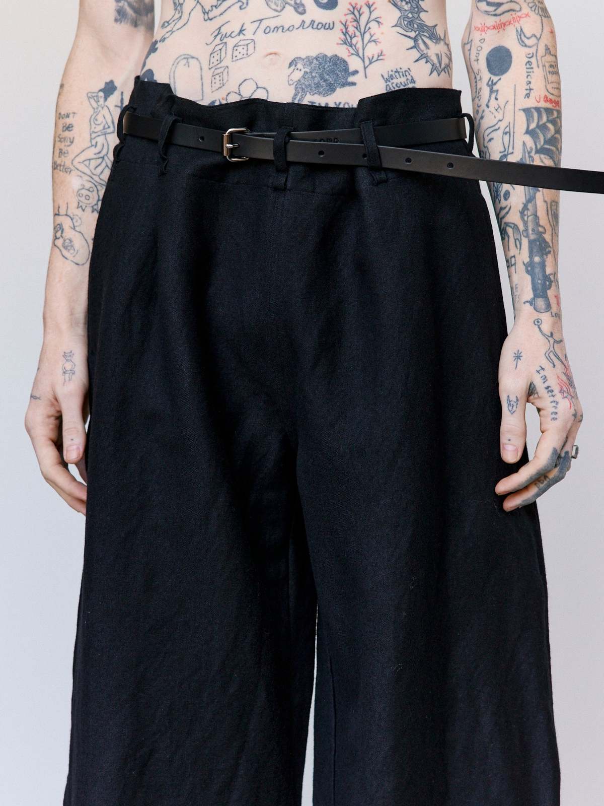 SONO Linen & Wool Tucker Trouser + Leather Belt Set - Image 5 of 8