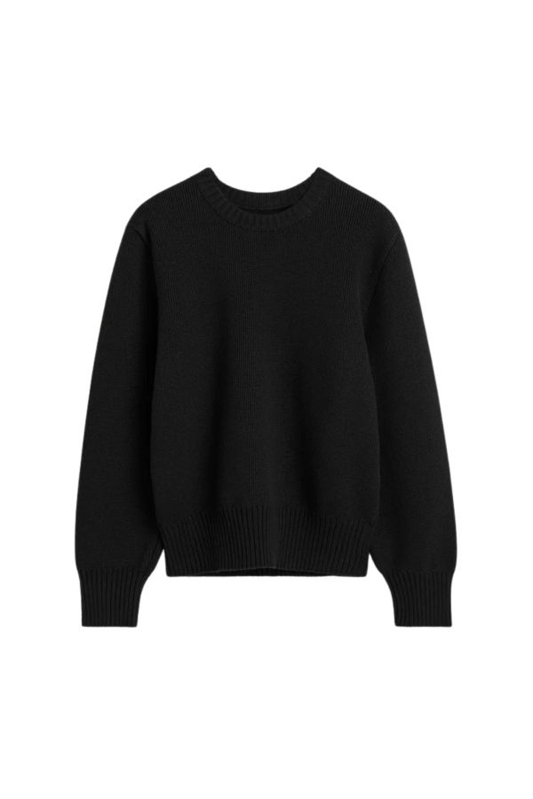 Totême Cropped Cotton Knit Sweater - Black