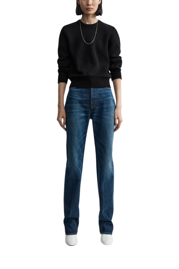 Totême Cropped Cotton Knit Sweater - Black