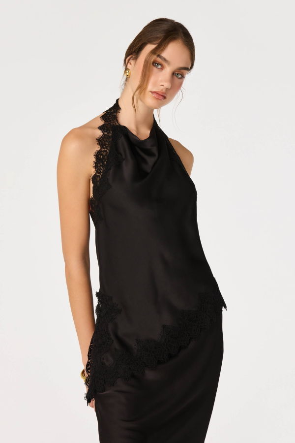 ASTR The Label Amira Lace Trim Halter Top