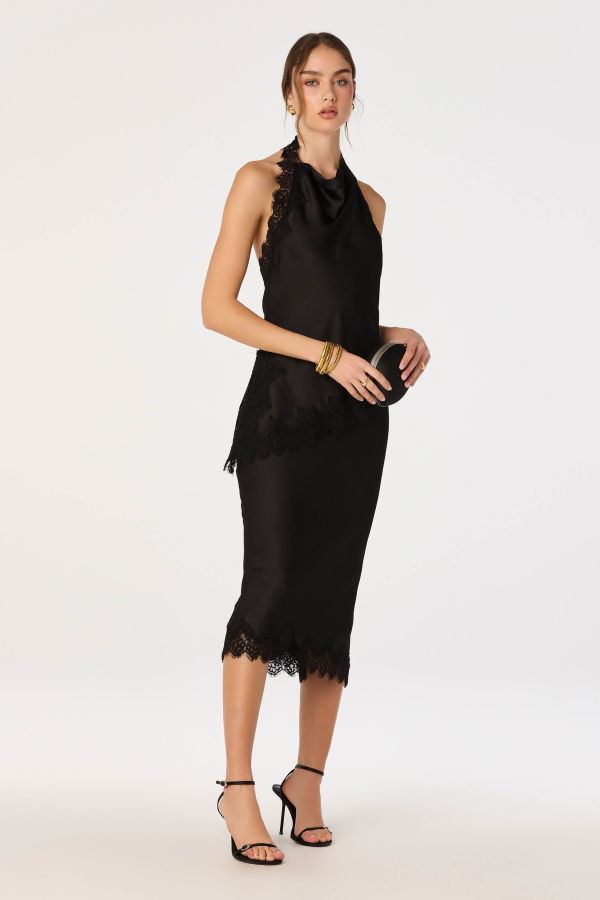 ASTR The Label Amira Lace Trim Halter Top