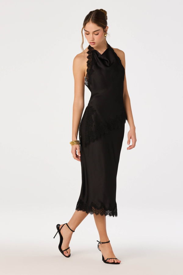 ASTR The Label Blossom Lace Hem Midi Skirt