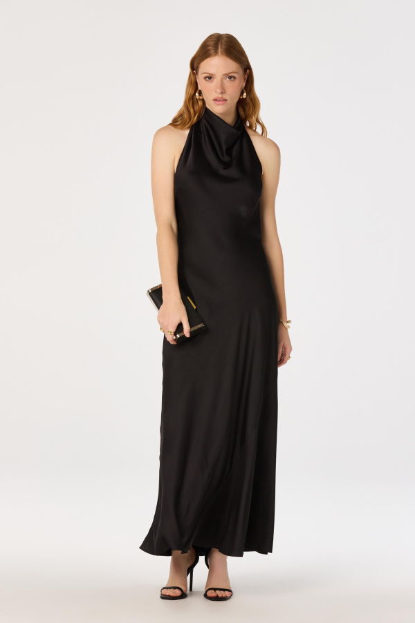 ASTR The Label Mackenzi Cowl Neck Halter Maxi Dress