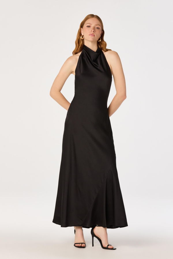 ASTR The Label Mackenzi Cowl Neck Halter Maxi Dress