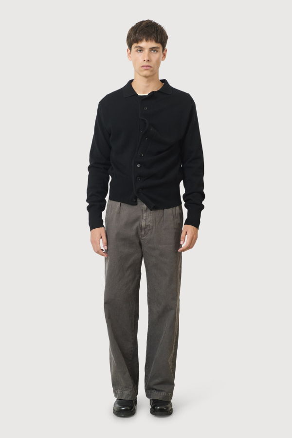 Yoke Lambs Wool Sculptural Wired Knit Shirt - Black