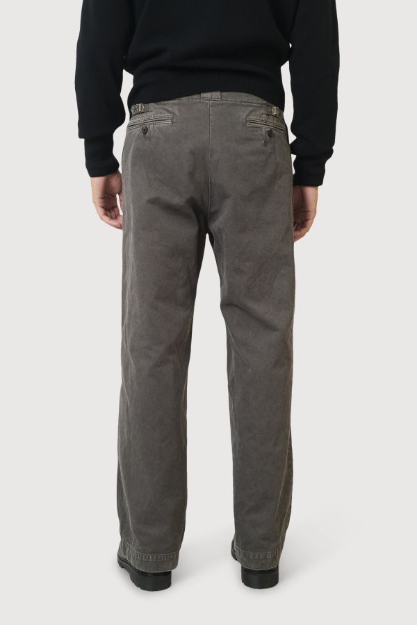 Yoke Peached Cotton Twill 2-Pleat Trouser - Charcoal
