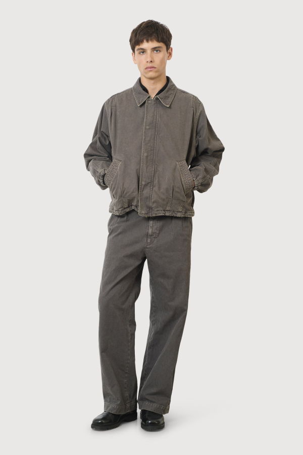 Yoke Peached Cotton Twill Blouson - Charcoal