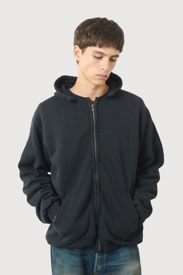 A.Presse Vintage Attached Hood Zip Parka - Black