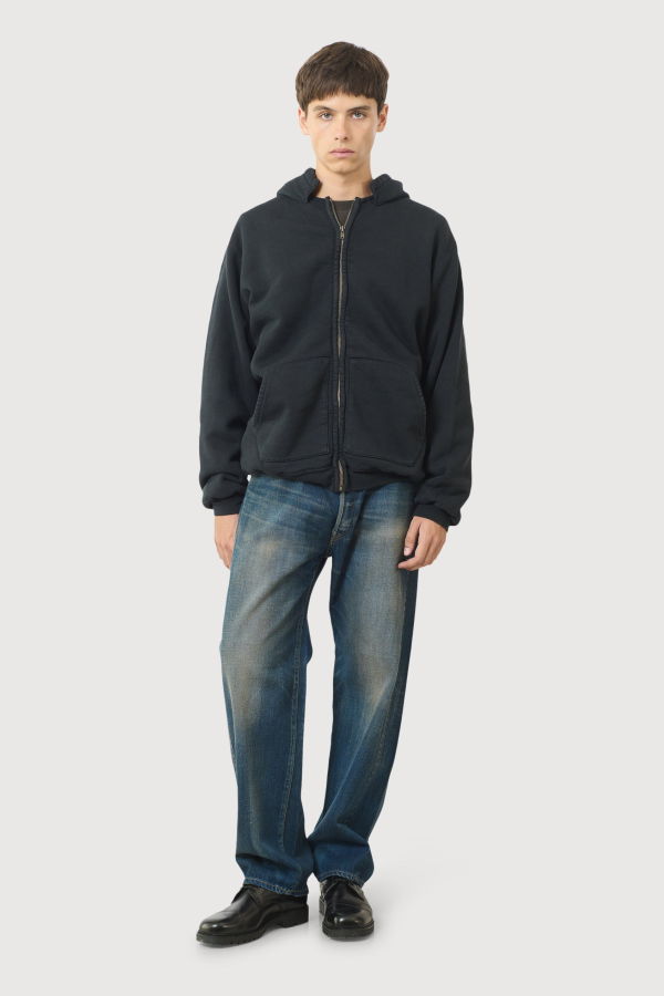A.Presse Vintage Attached Hood Zip Parka - Black