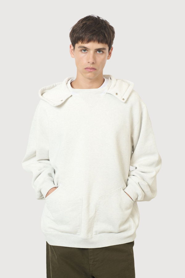 A.Presse Vintage Attached Snap Hood Sweat Parka - Oatmeal