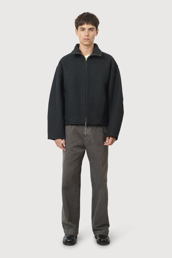 Yoke Wool Cashmere Balloon Silhouette Blouson - Charcoal